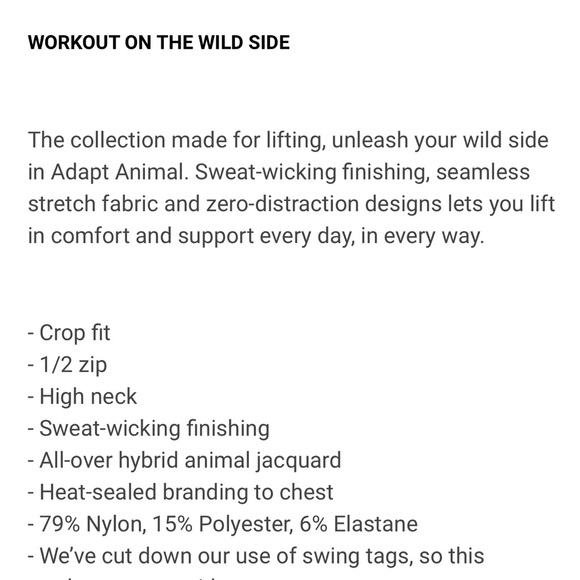 GymShark ADAPT ANIMAL SEAMLESS CROP 1/2 ZIP-Size Large - Picture 7 of 7